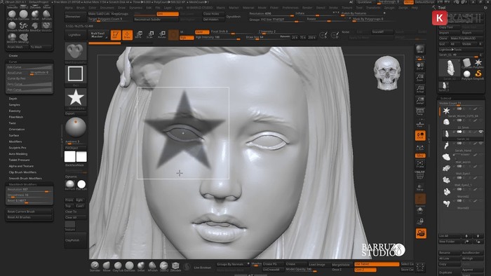 ZBrush cho phép người dùng tạo chi tiết tinh xảo như đang điêu khắc trên đất sét thật